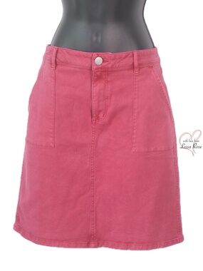 Denim Skirt, Tall Length, Shift Profile, Front Patch Pockets (LOFT)